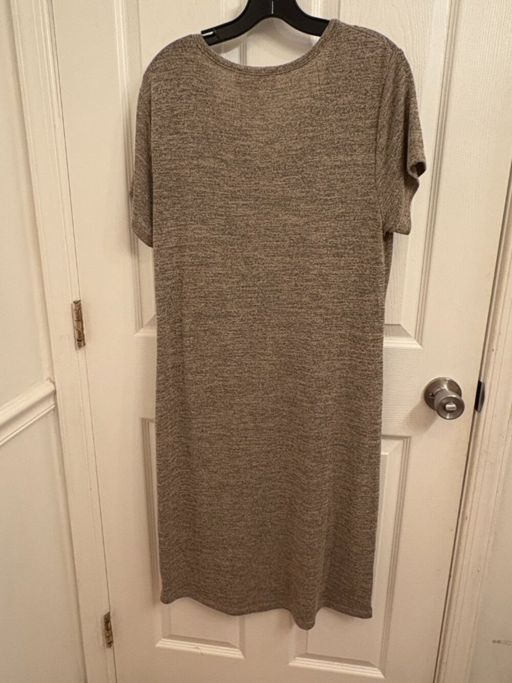 Philosophy Knit V Neck Short Sleeve Heathered Taupe Stretchy Dress size XL - Picture 2 of 6
